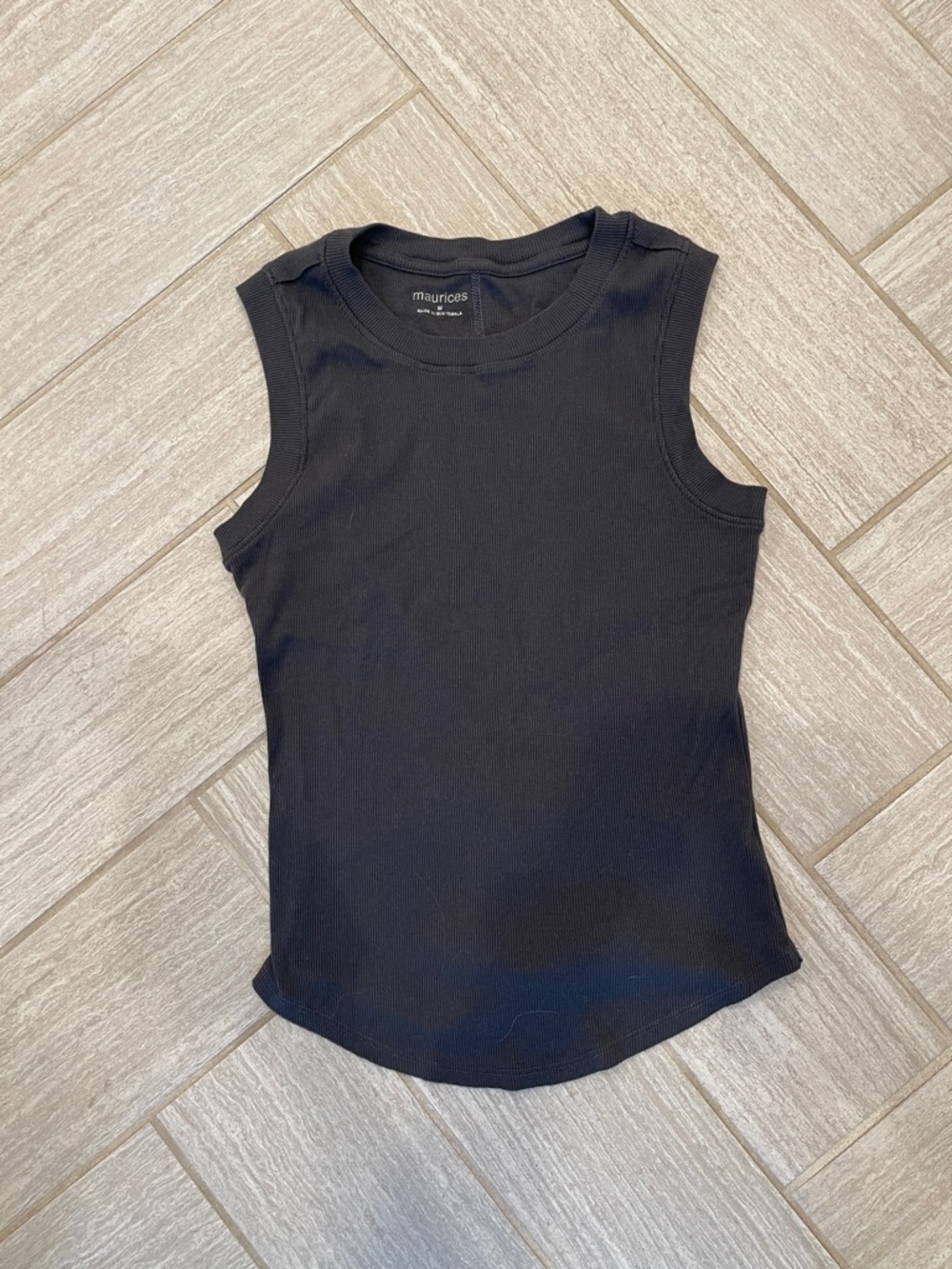 Maurice’s Ribbed Sleeveless Tank Tops - Black & Slate Blue - Picture 2 of 5